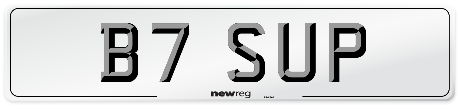 B7 SUP Number Plate from New Reg